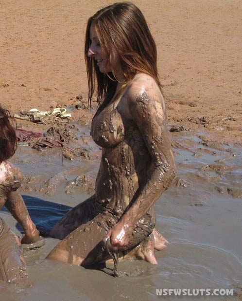 Beach Babes Playing in Mud